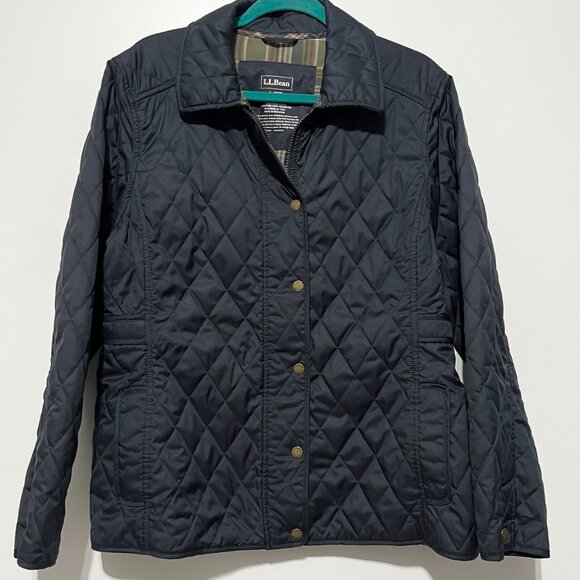 LL Bean Womens Quilted Riding Jacket LP Navy Blue Equestrian Barn Chore Field - Picture 2 of 12